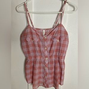 Cute Plaid Surfer Blouse Size Small